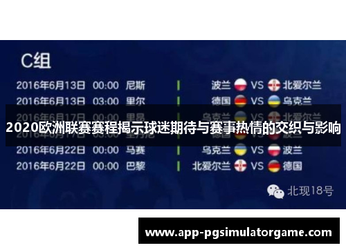 2020欧洲联赛赛程揭示球迷期待与赛事热情的交织与影响
